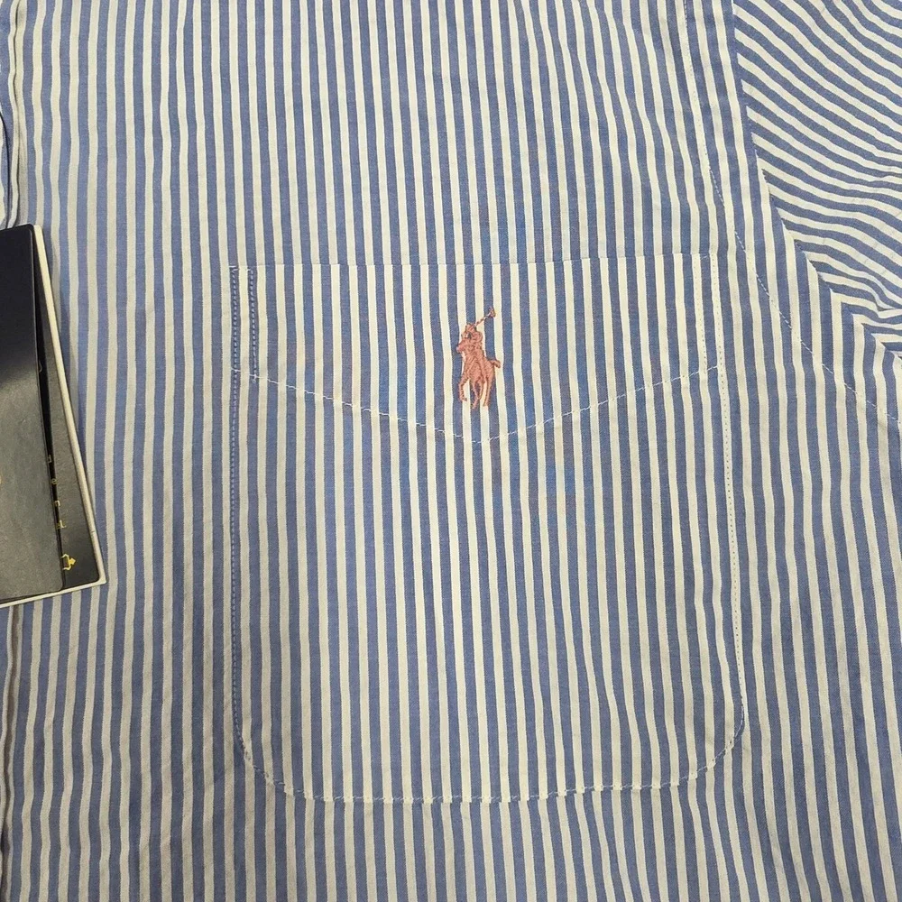 Polo Ralph Lauren Untucked Fit Short Sleeve Blue Button Shirt Men's Large